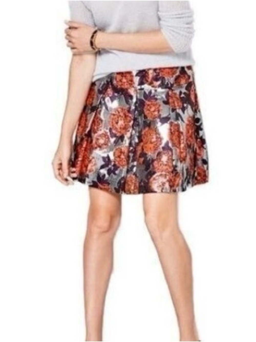 J.Crew Collection Metallic Floral Silver Floral Size 10 Classy Fall with pockets
